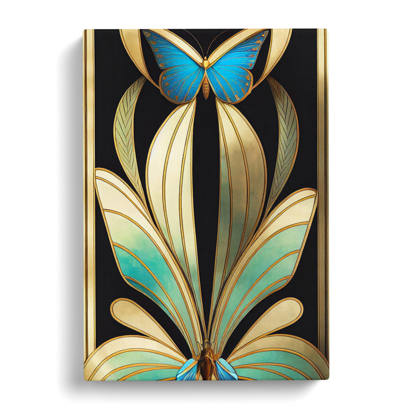 Art Nouveau Butterfly - Wrapped Canvas Print, 60cm H x 40cm W x 3cm D