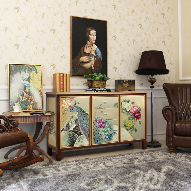 Hand-Painted Porch Cabinets Accent Cabinet