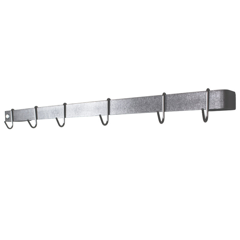 Handcrafted Straight Wall Mounted Pot Rack, Hammered Steel