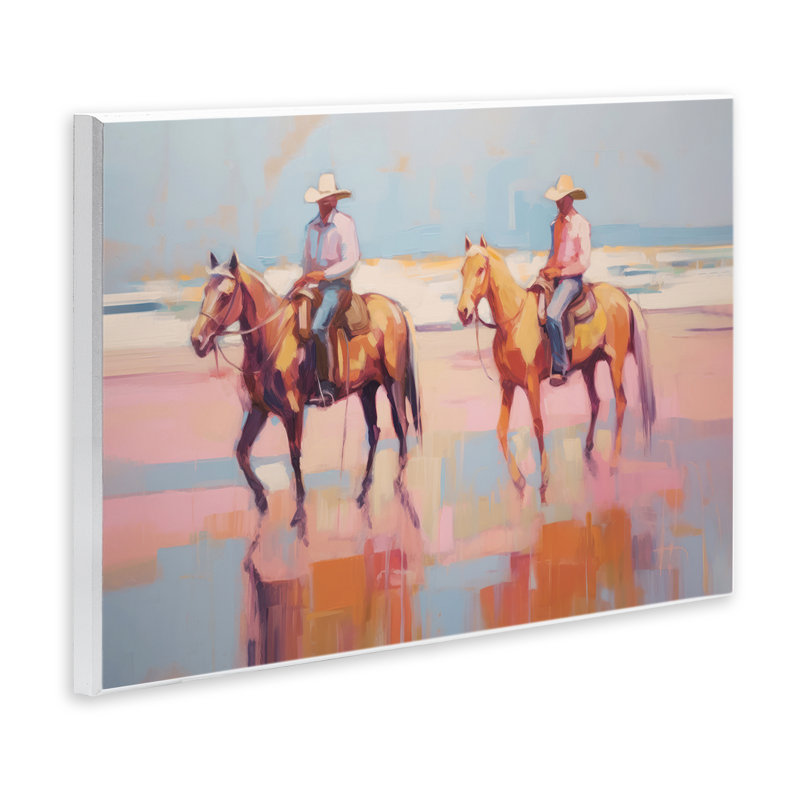 "Deux Cowboys dans le ruisseau", art mural par Sissi et Seb, H 13 po x l 19 po