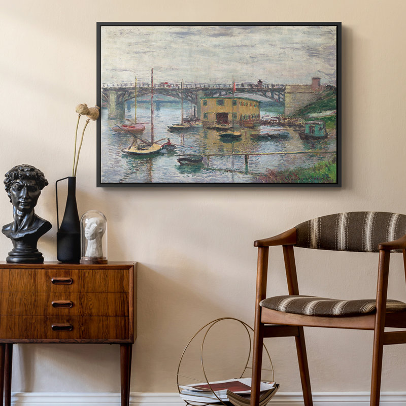 Paysage rétro-CLV, Toile avec cadre flottant noir, H 17 po x l 25 po x P 2 po