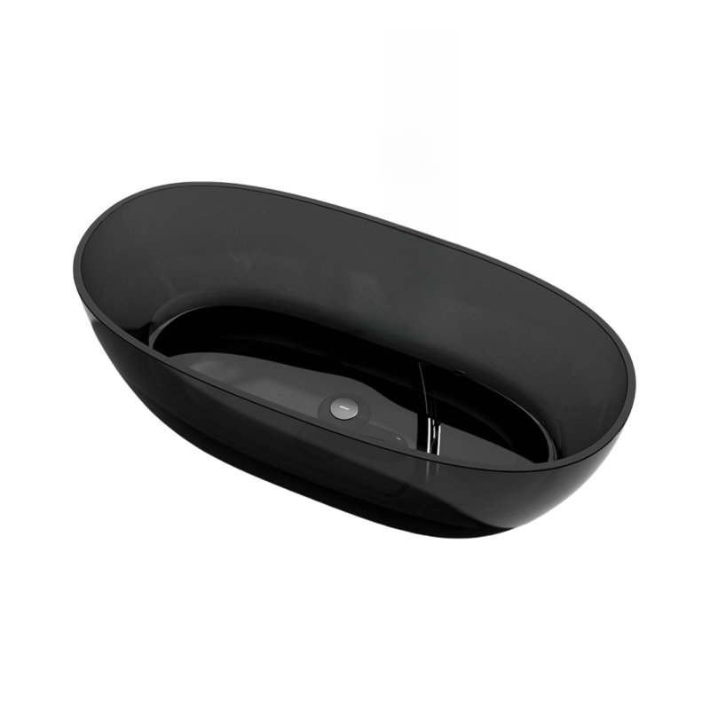 Ensemble de douche et baignoire incurvée incurvée l 63 po x H 22,4 po, Noir, noir, noir, noir