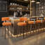 North American Black Walnut Veneer Bar Stool, 360° Rotating Ergonomic Backrest Bar Stool-554350490