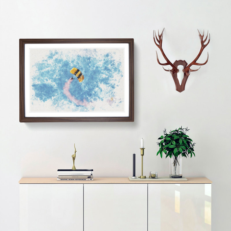 Skydiving - Picture Frame Painting Print, 45cm H x 63cm W x 2cm D, Walnut Framed