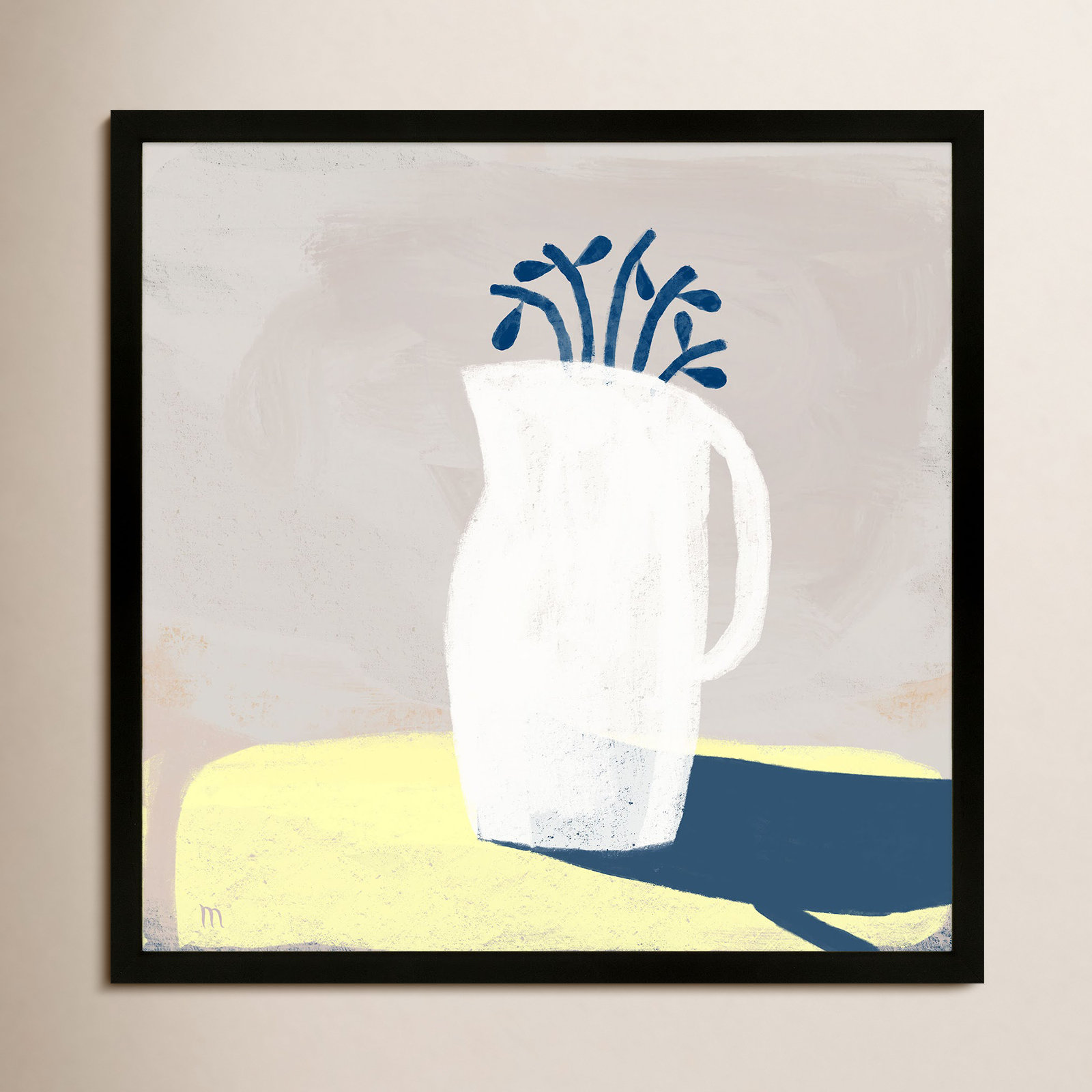 Juliane "In Full Light" Painting, Black, 16" H x 16" W x 1.25" D
