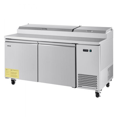 Commercial Refrigerated Pizza Prep Table Stainless Steel Fridge Double Door