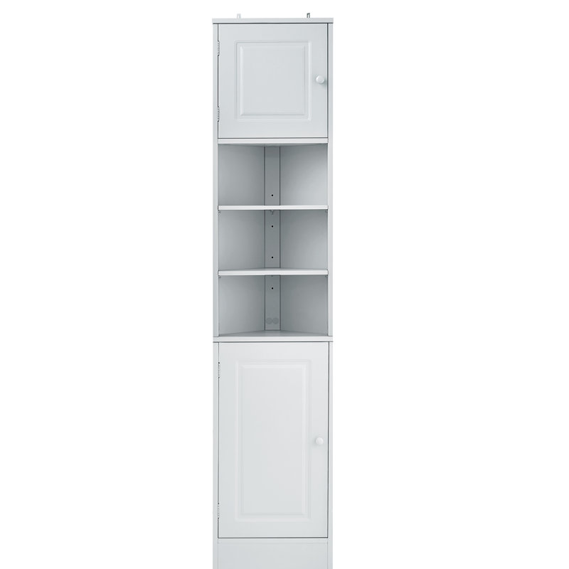 Bathroom Cabinet In Grey With Adjustable Shelves And Hidden Shelf Options Space Neat Storage, Gray