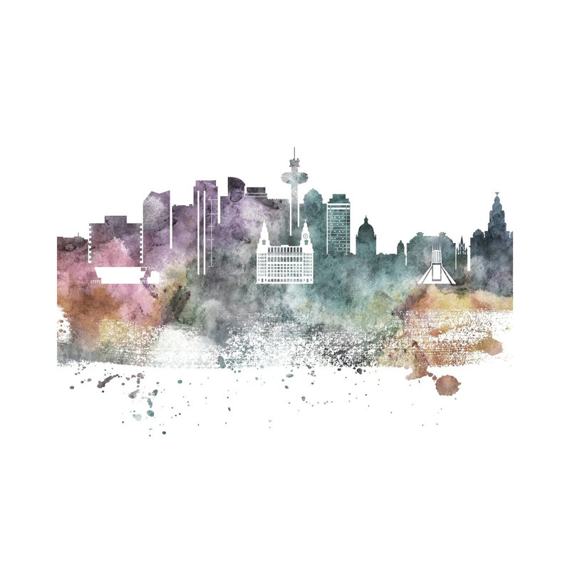 Liverpool Pastel Skyline by Wall Decor Addict - Wrapped Canvas Painting, 66.04 cm H x 45.72 cm W x 3.175 cm D