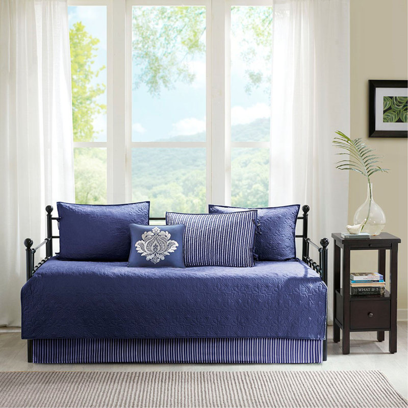 6 Piece Reversible Daybed Cover Set  Daybed, Navy, Daybed Coverlet + 5 Additional Pieces