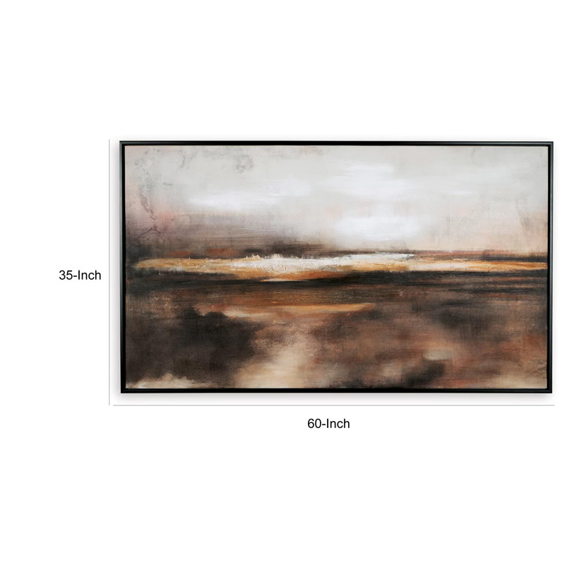 Paysage abstrait, peinture sur toile encadrée
