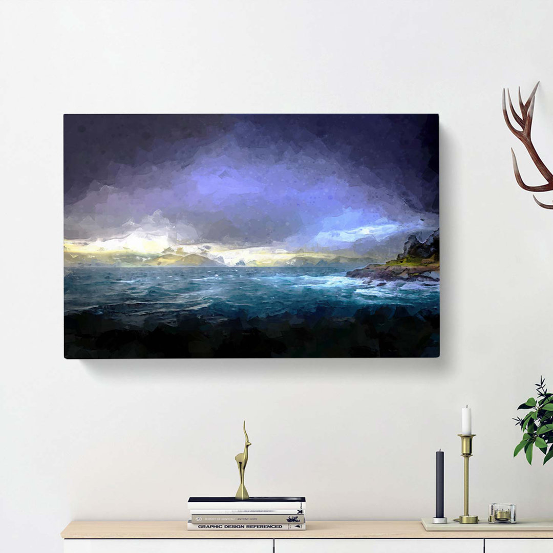 Faroe Island Ocean View in Abstract - Wrapped Canvas