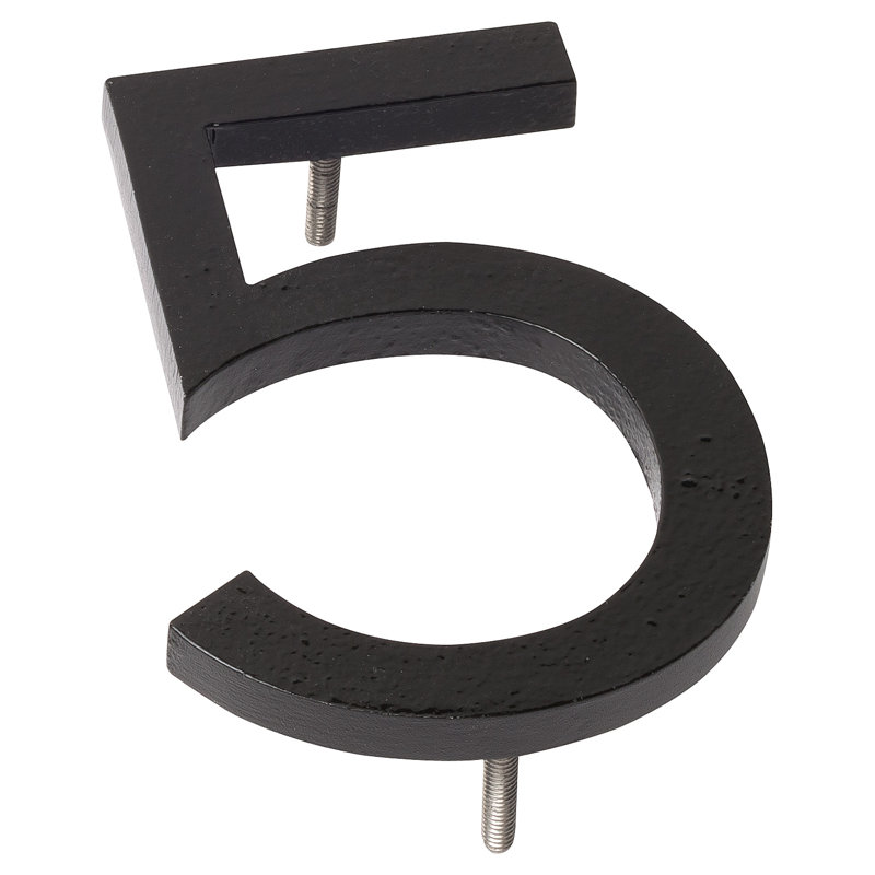 12 in. Floating Mount House Number, 5, Black