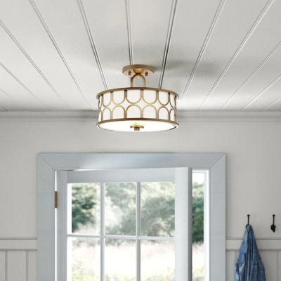 Plafonnier 2 lumières Meridian en laiton naturel