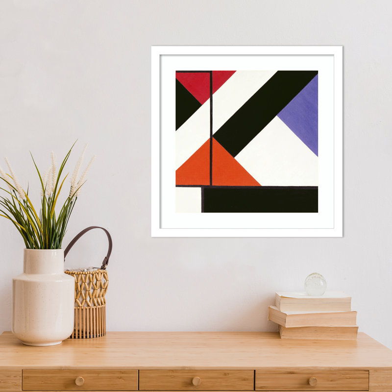 "Theo Van Doesburg", "Composition de comptoir" encadrée sur papier par Theo Van Doesburg, Cadre blanc, H 17 po x l 17 po