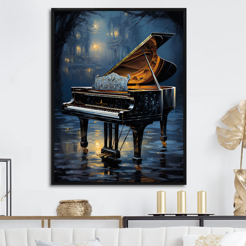 «Piano Forest Reflection II», reproduction sur toile, Cadre flottant noir, H 44 po x l 34 po