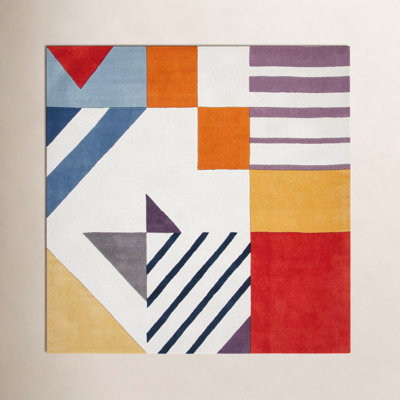 Tripoli Ivory Multi Hand-Tufted Geometric Rug