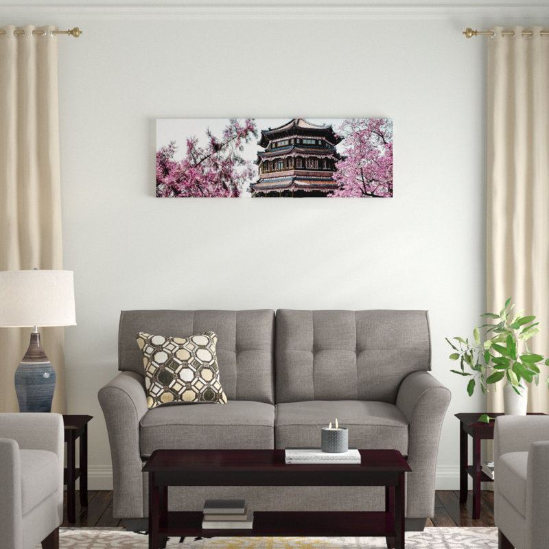 « rose spring i », reproduction de photo horizontale sur toile tendue, H 16 po x l 48 po x P 1,5 po, Toile avec cadre noir