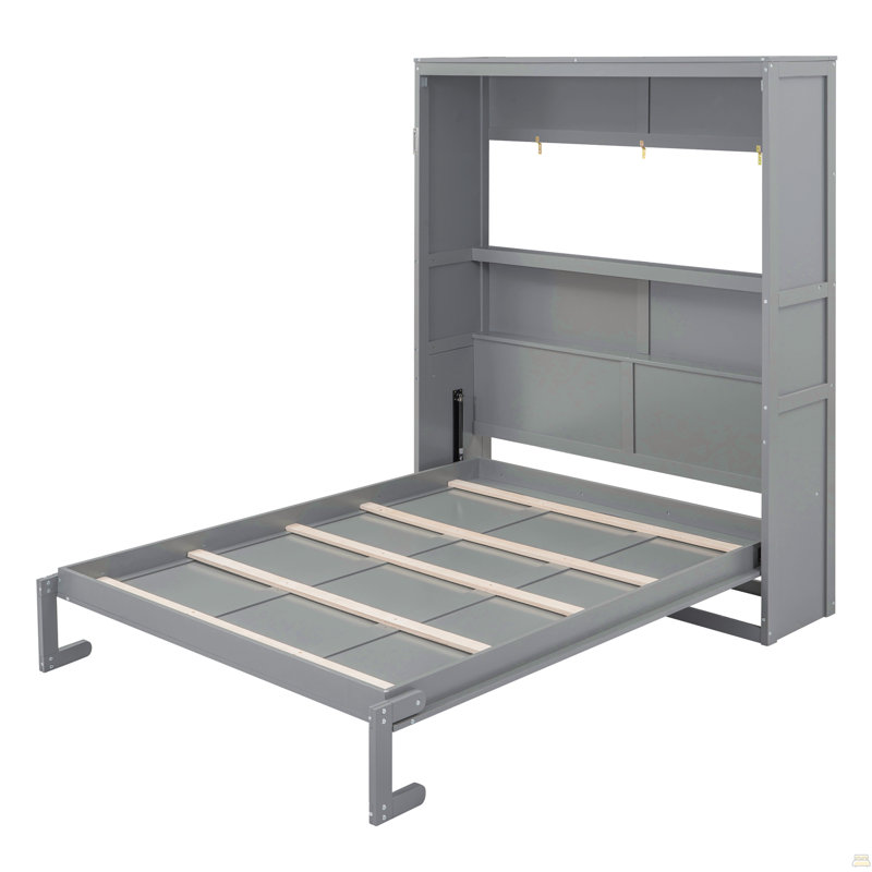 Grand lit escamotable mural avec tablettes