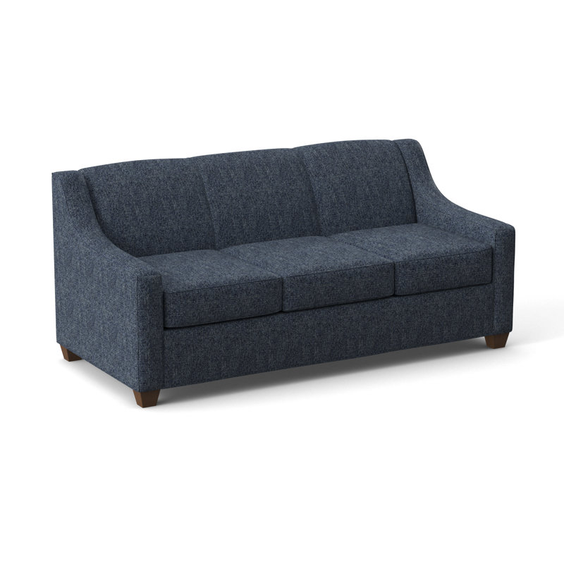 Phillips 76" Sofa Bed with Reversible Cushions, Connelly Blue Jay, Innerspring, Montana Walnut