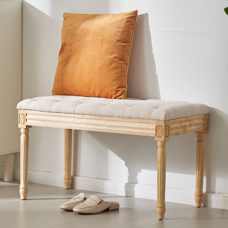 Ninnekah Fabric Upholstered Bench, Beige