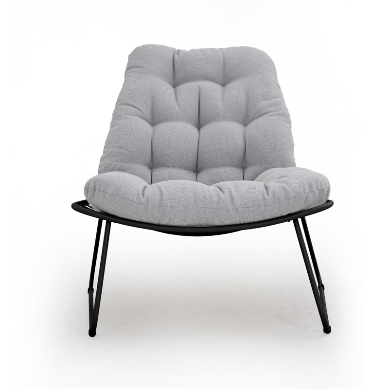 Gifty Patio Scoop Lounge Chairs With Cushions, Light Gray, Black