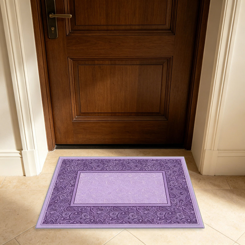 Purple Paisley Border   area rugs for Living Room, Soft and Comfortable, Suitable for all seasons, easy to maintain, machine washable Indoor floor mat, Under Table Farmhouse suitable for Bedroom, Dining Room, Study,  Balcony, Home Decor Patio