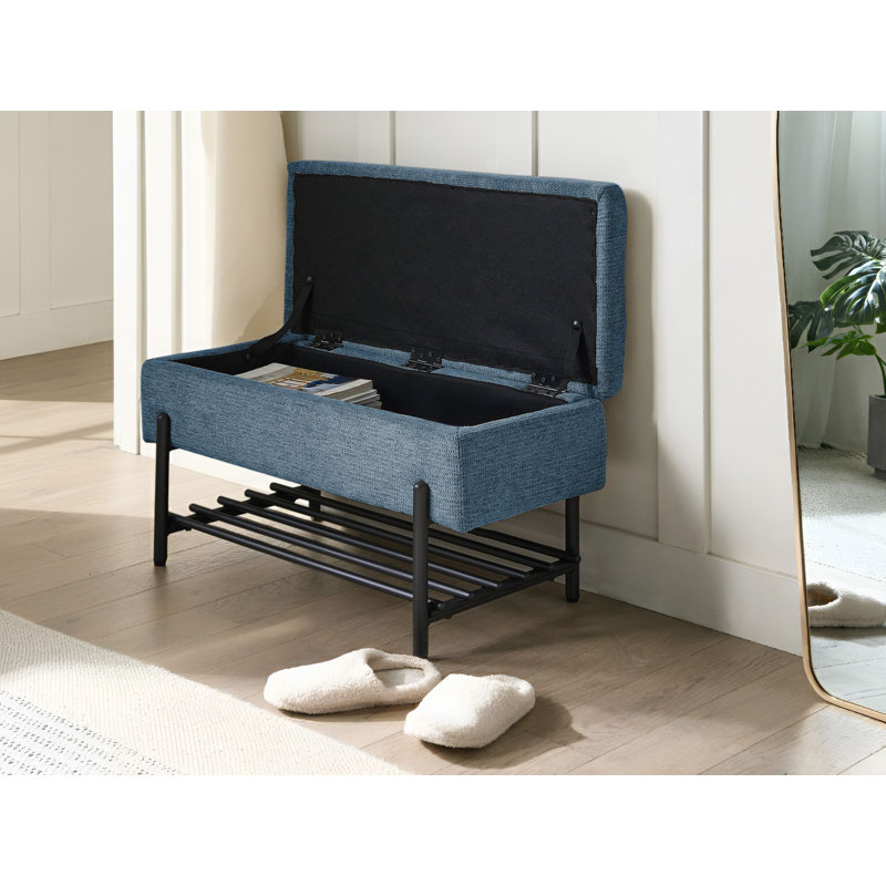 Fabric Upholstered Bench, Blue