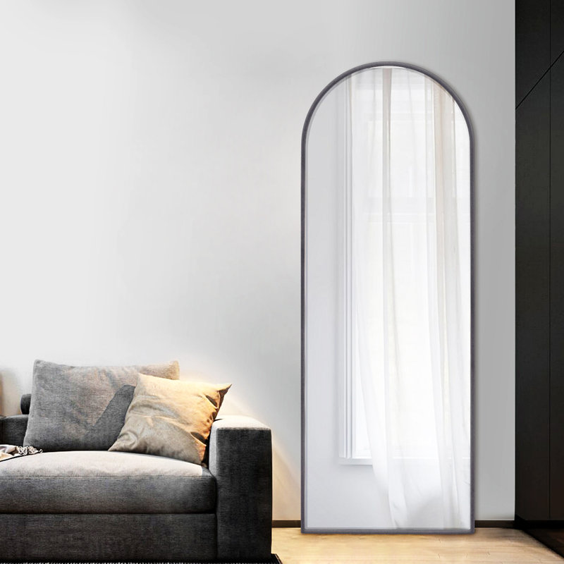 Salma Metal Flat Mirror, Gunmetal/Bevel Edge, 170cm H x 61cm W