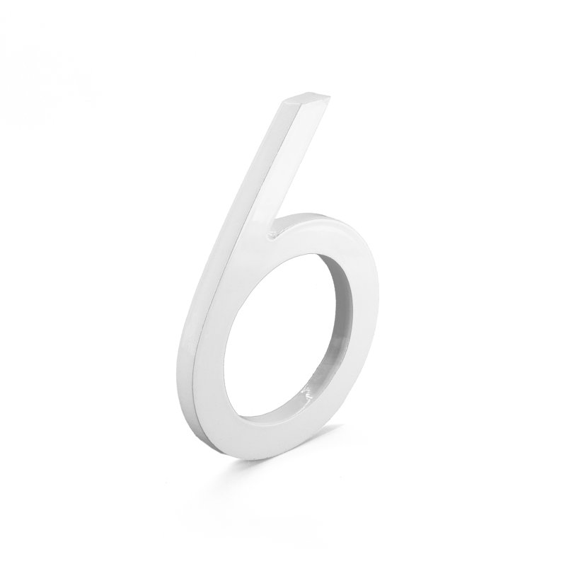 10 in. Flat Floating Mount House Number, 6, Satin Nickel/Hunter Green