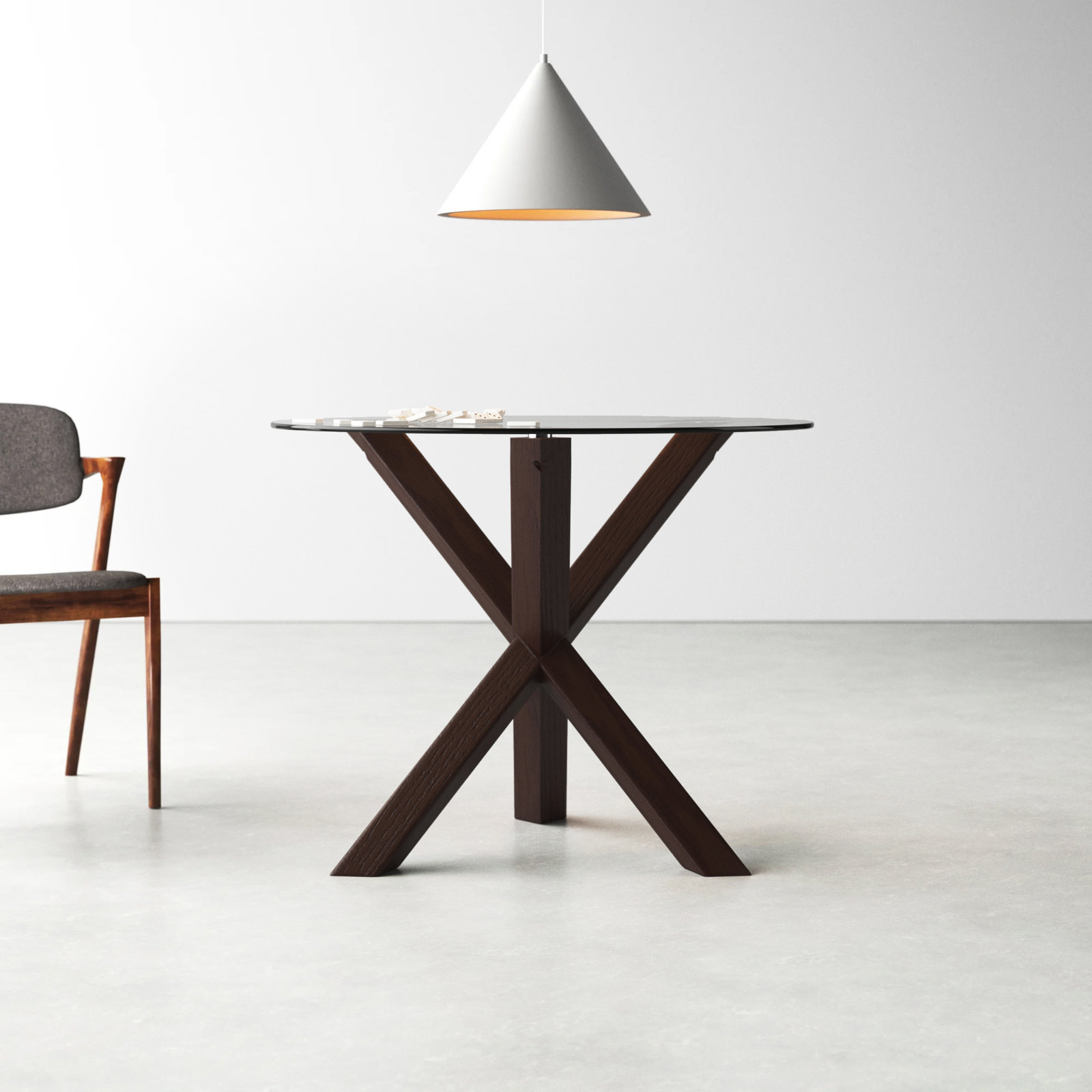 Barnett Round Dining Table, Walnut, 30" H x 48" W x 48" L