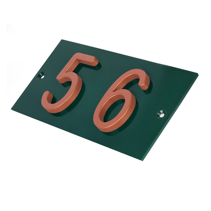 Plaque d'adresse horizontale en aluminium Royal Shade, Cuivre, Oui, Vert