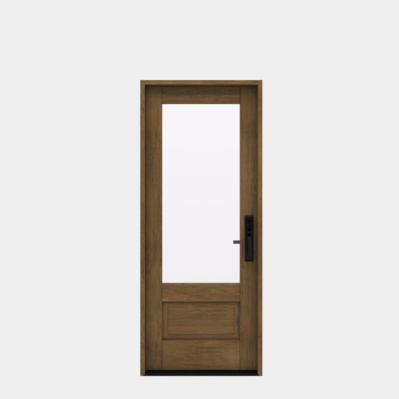 G7501-SW-80 | Porte simple de 80 po, extérieur pré-monté RTA, 3/4 de verre, 1 panneau, bois d'acajou brut