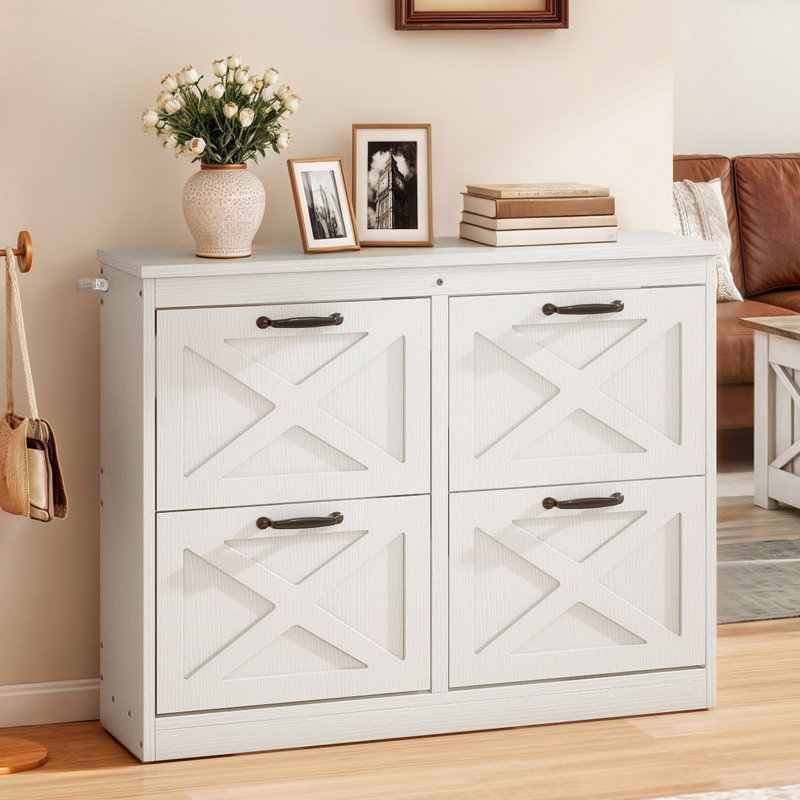 24 Pair Flip Down Shoe Storage, White