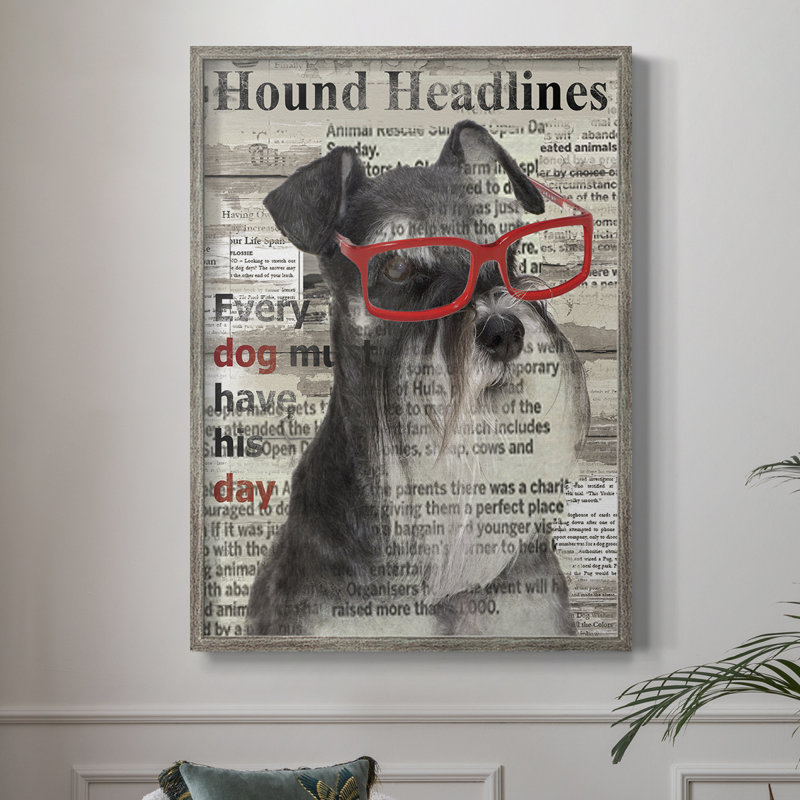 Hound Headline Framed Print - Solid Wood, 11" H x 9" W
