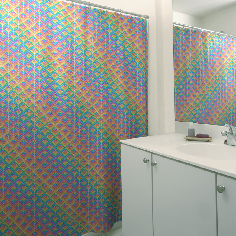 Rideau de douche simple katelyn elizabeth, Rayures pastel