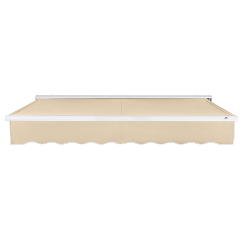 Auvent de patio rétractable avec capuchon Awntech Destin, H 10 po x l 240 po x P 120 po, Moteur gauche, Tanné