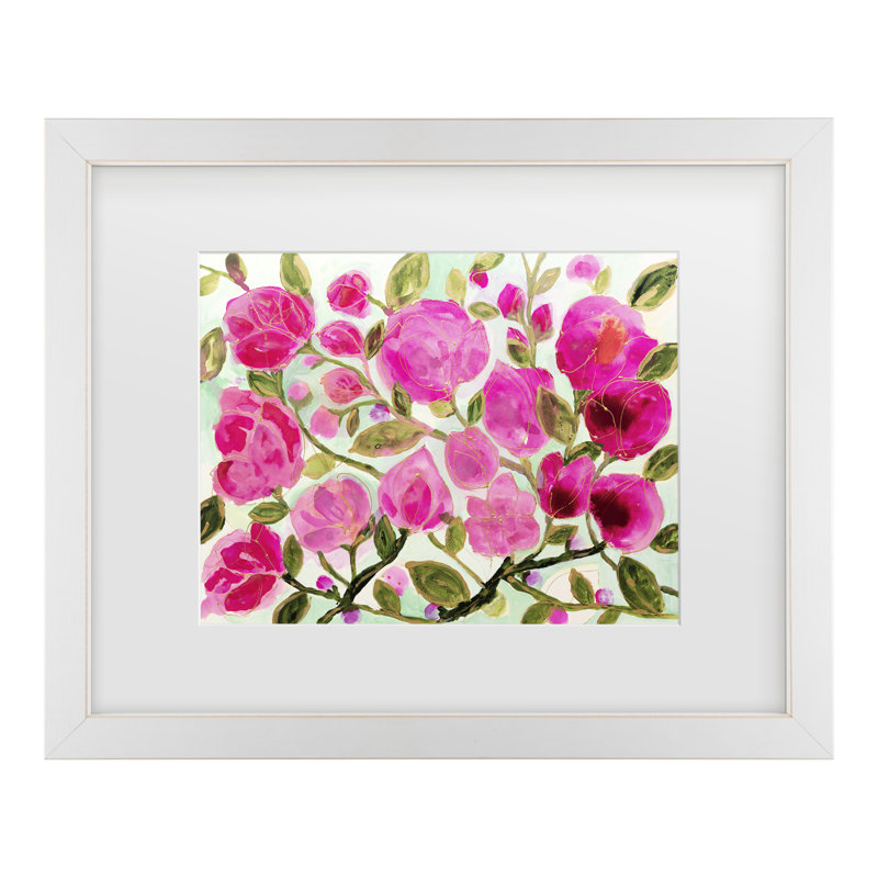 Carrie Schmitt, peinture florale 1, H 13 po x l 16 po, Cadre blanc
