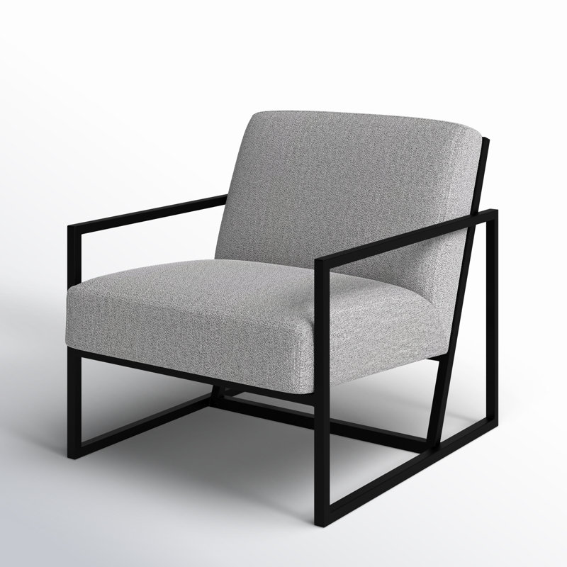 Solange 28.25" W Polyester Armchair, Gray Polyester Blend, Black