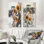 Tournesols et le tracteur enneigé I - ensemble de 2 décorations murales en métal ferme jaune