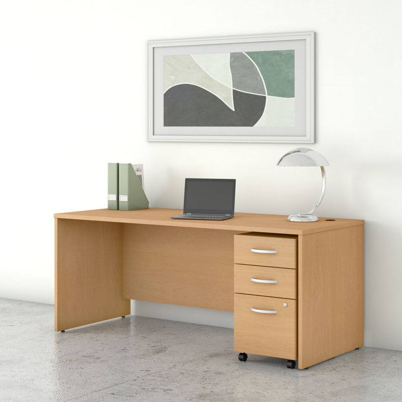 Studio C Computer Desk, Natural Maple, 29.84" H x 59.45" W x 29.37" D