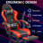 Bosmiller Ergonomic Reclining Gaming Chair with Linkage Armrests & Footrest, High-Back Racing Office Chair, Breathable PU Leather Computer Desk Chair with Lumbar Support, Red-1944027232