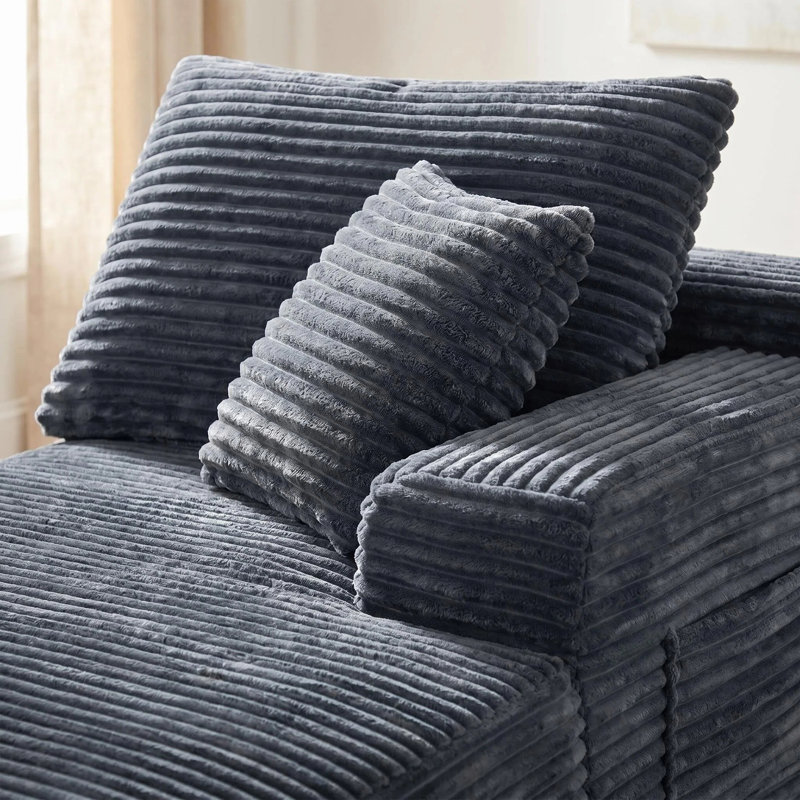 Canapé moderne à deux places sans accoudoirs, au sol rasant et au design modulaire compact, Gris