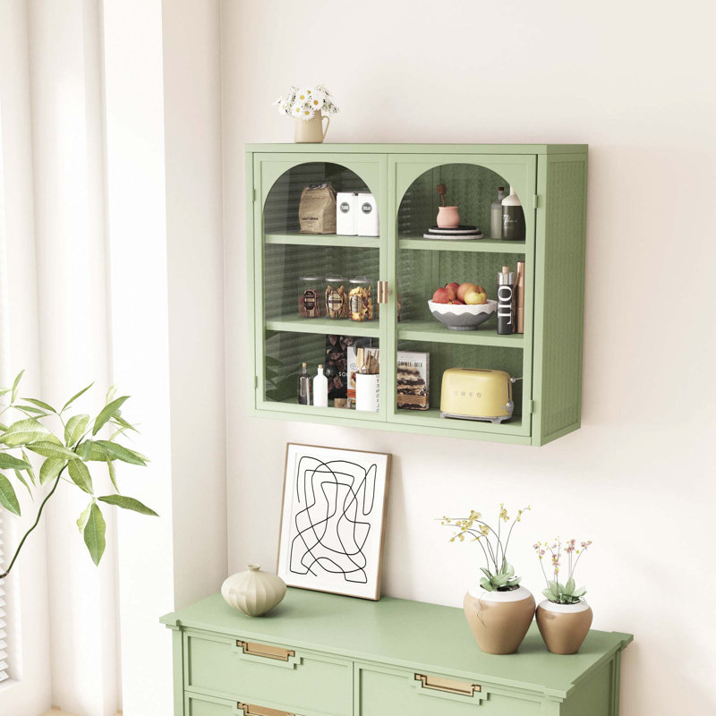 Armoire murale à portes vitrées, rangement fermé, Blanc