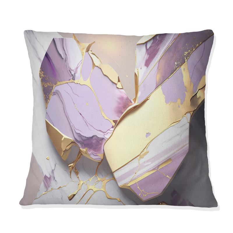 Abstract Geode Pink I - Abstract Marble Printed Throw Pillow