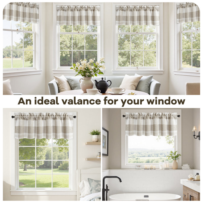 Adamari Lined Valances for Windows Buffalo Check Curtain Window Valances Woven Plaid Blackout Thermal Insulated for Kitchen, Living Room 1 Pack