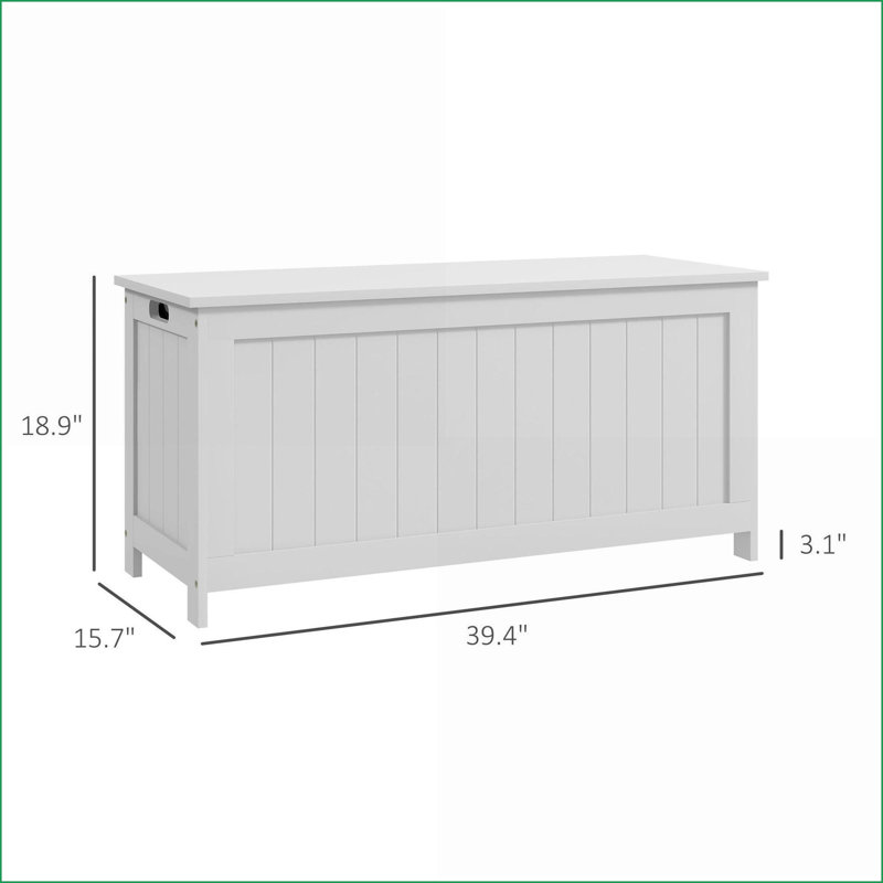Coffre de rangement 39,4 po avec 2 charnières de sécurité, bois | Blanc | Panneau de fibres à densité moyenne, Blanc
