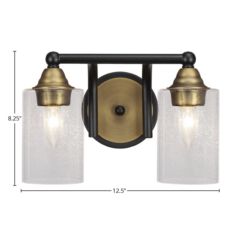 Michell 2-Light Bath Bar, Matte Black/Brass