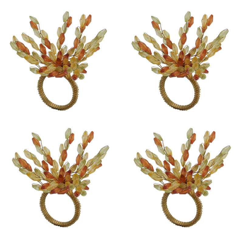 Rond de serviette fleur perlée, Multi
