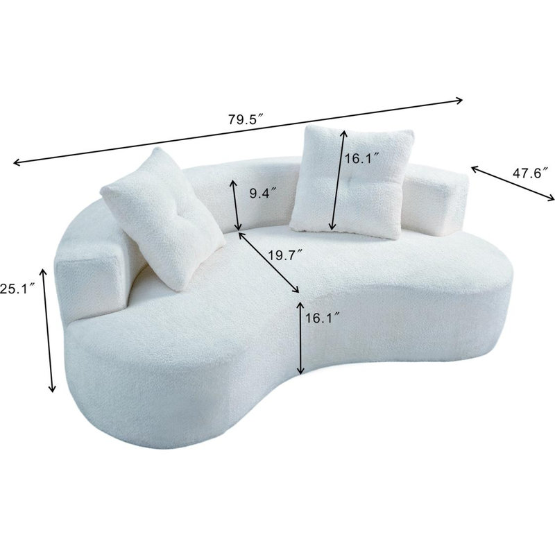 Canapé modulaire 3 places, Cream White Boucle