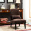 Chaise d'appoint en tissu de chenille chocolat foncé avec coussin assorti - structure en bois, pieds massifs modernes et élégants, motif élégant